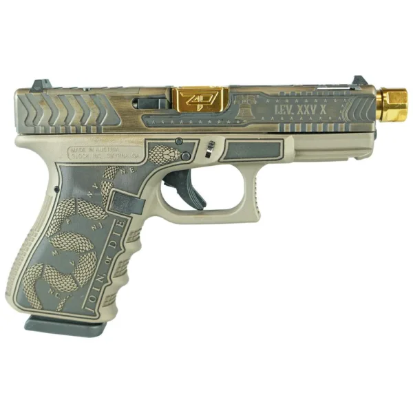 Glock 19 Gen 3 Custom "Revolution-Colonial Brown with Gold Barrel" Handgun 9mm Luger 15rd Magazines (2) 4.02" Threaded Barrel