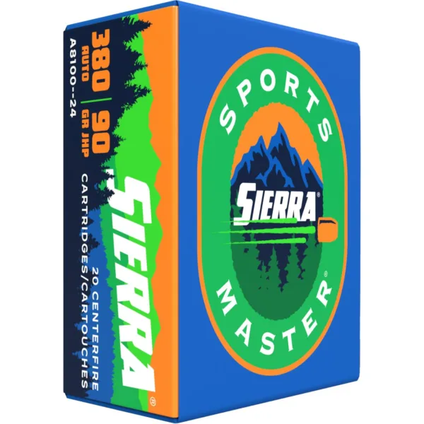 Sierra Sports Master Handgun Ammunition .380 Auto 90 gr JHP 990 fps 20/ct