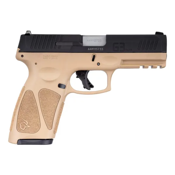 Taurus G3 Tenifer Matte Black/Tan 9mm Luger Full Size 17rds. Steel Sites 4" Barrel