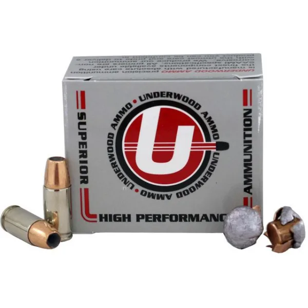 Underwood Ammo Handgun Ammunition 9mm Luger(+P) 147gr JHP 1175 fps 20/ct