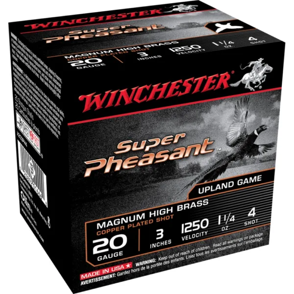 Winchester Super-X Super Pheasant Shotshells 20 ga 3" 1-1/4 oz 1250 fps #4 25/ct