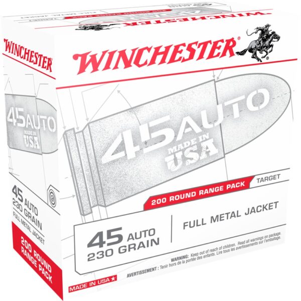 Winchester USA Handgun Ammunition .45 ACP 230 gr. FMJ 835 fps 200/ct