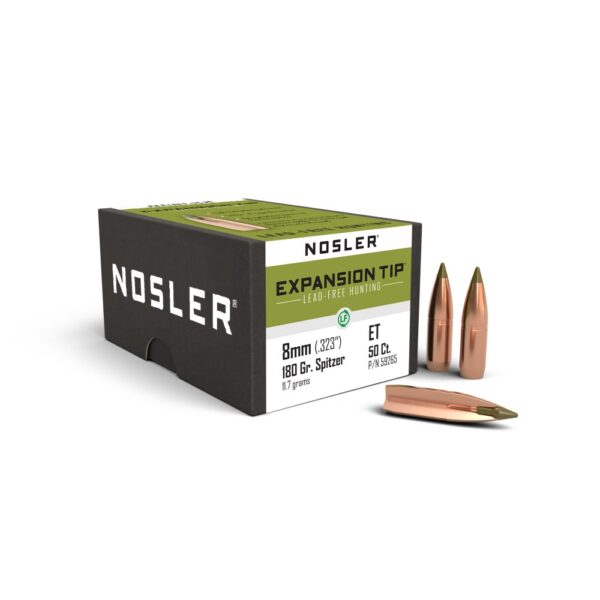 Nosler E-Tip Lead-Free Hunting Bullets 8mm .323" 180 gr SPTZ E-TIP 50/ct